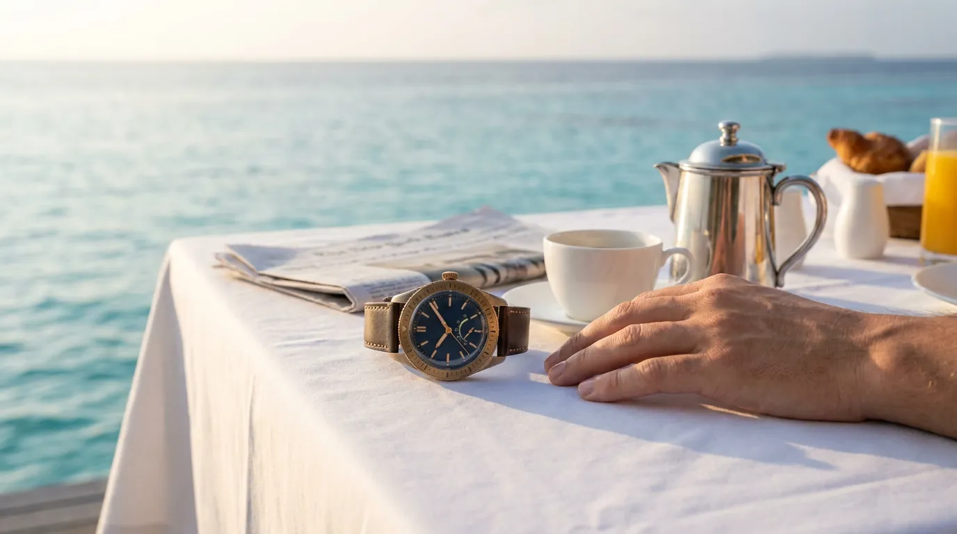 Morning above the reef - the instrument at a resort breakfast